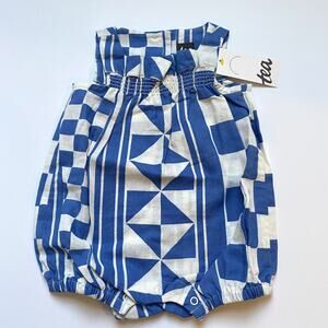 New Tea Collection Blue Mosaic Ruffle Romper